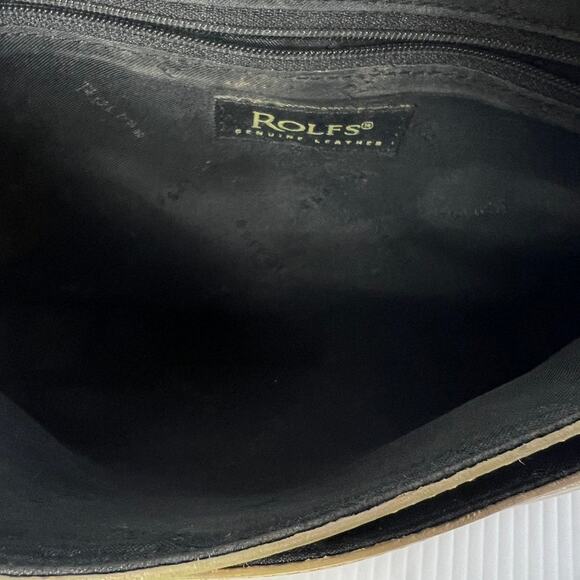 Vintage Rolfs Leather Flap Shoulder Bag Adjustable Strap Gray Green 90s Y2K - Picture 7 of 12